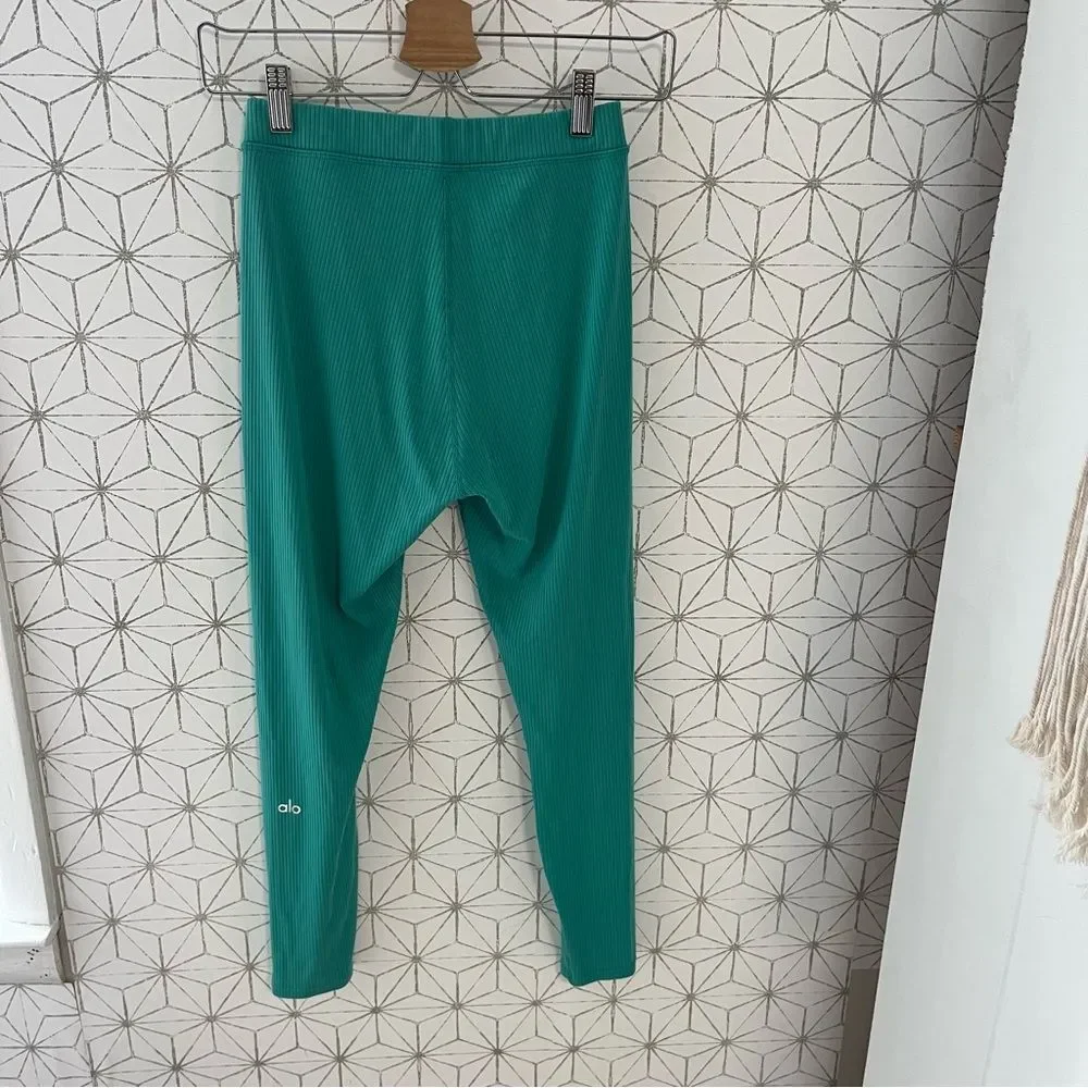 Alo Yoga Blissful Ribbed High Waist Legging Ocean Mist 7/8
